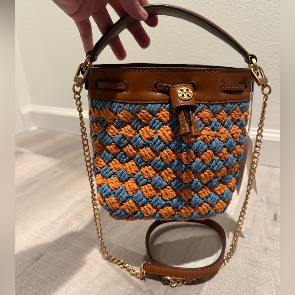 Authentic Rare Tory Burch Willa Knit Mini Bucket Bag